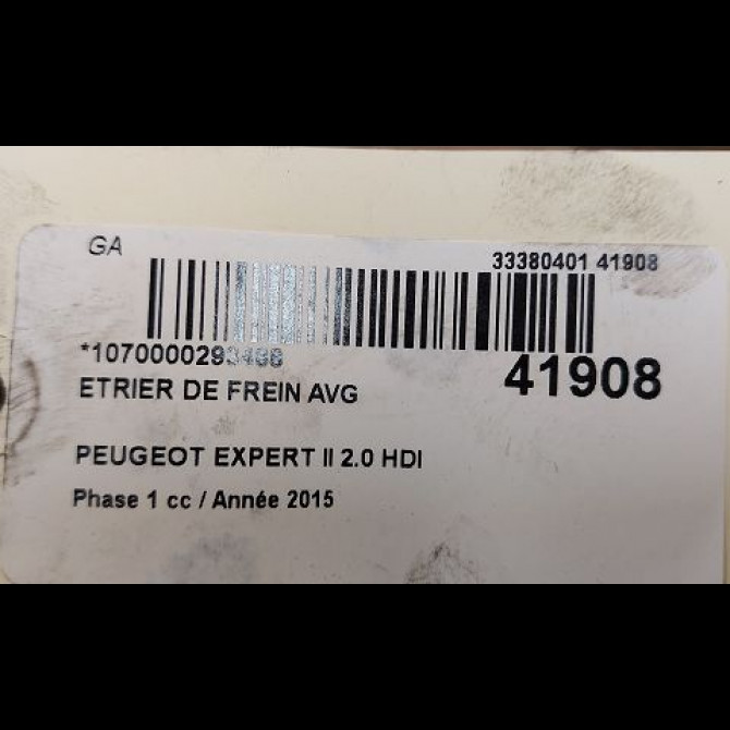 Etrier de frein avant gauche occasion PEUGEOT EXPERT II Phase 1 01-2007->... 2.0 HDI 128ch 1607731680 3