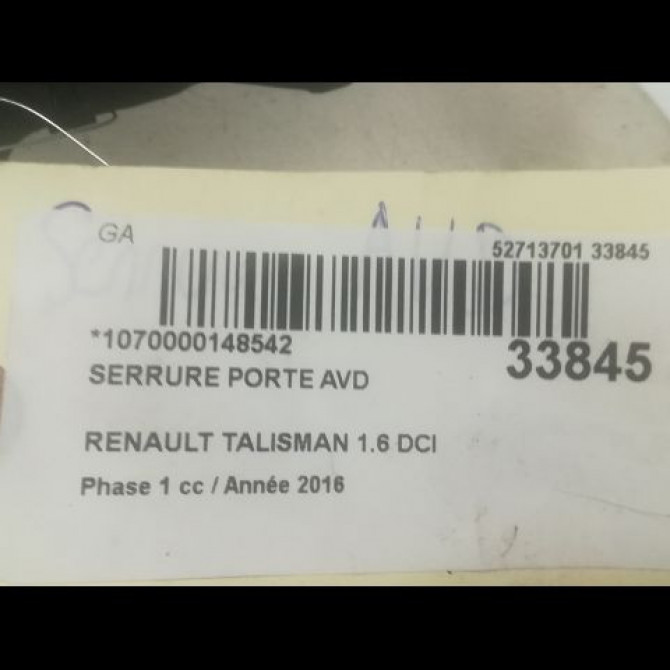 Serrure porte avd occasion RENAULT TALISMAN Phase 1 09-2015->... 1.6 DCI 160ch 805027351R 4