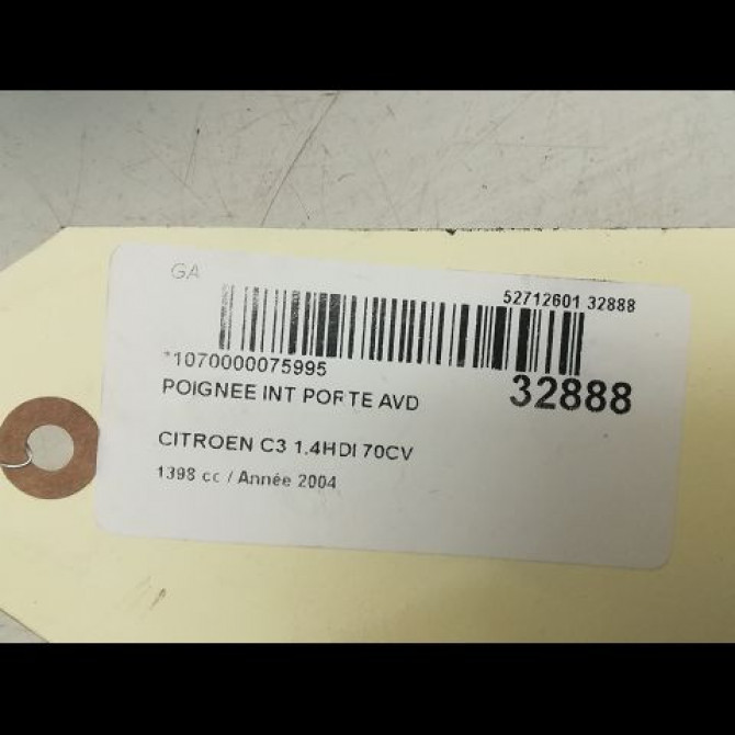 Poignee int porte avd occasion CITROEN C3 I Phase 1 04-2002->10-2005 1.4 HDi 914498 3