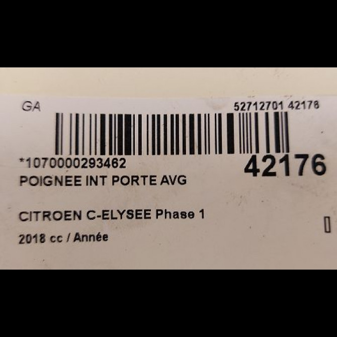 Poignee int porte avg occasion CITROEN C-ELYSEE Phase 1 06-2012->... 9143T8 3