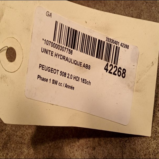 Unité hydraulique ABS occasion PEUGEOT 508 Phase 1 04-1995->04-1999 2.0 HDI 163ch 1611241280 3