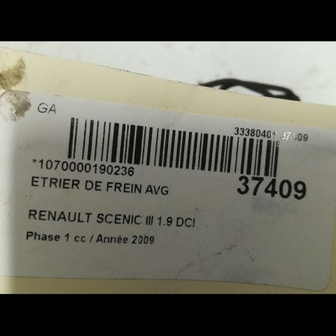 Etrier de frein avant gauche occasion RENAULT SCENIC III Phase 1 04-2009->11-2011 1.9 DCI 130ch 410110001R 3
