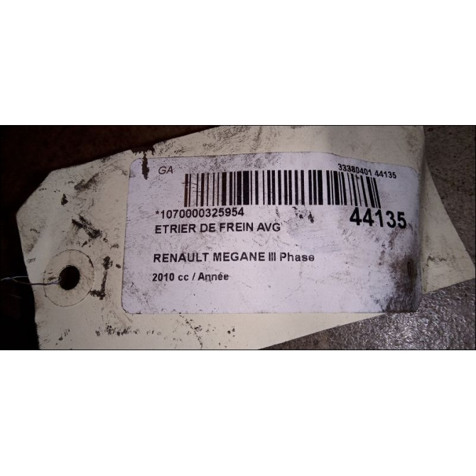 Etrier de frein avant gauche occasion RENAULT MEGANE III Phase 1 11-2008->01-2012 410110001R 3