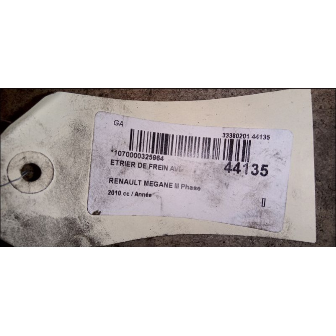 Etrier de frein avant droit occasion RENAULT MEGANE III Phase 1 11-2008->01-2012 410010001R 3