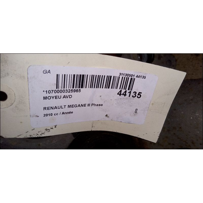 Moyeu avd occasion RENAULT MEGANE III Phase 1 11-2008->01-2012 402020010R 3