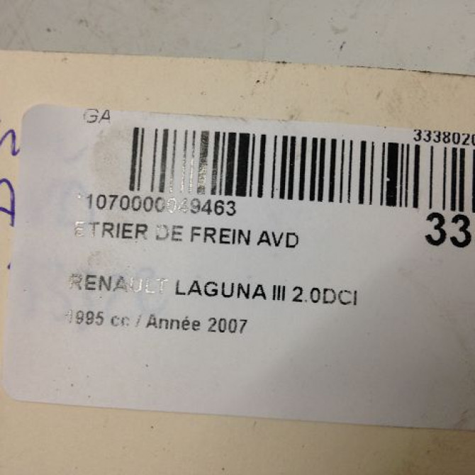 Etrier de frein avant droit occasion RENAULT LAGUNA III Phase 1 10-2007->10-2010 2.0 DCI 130ch 410010001R 4