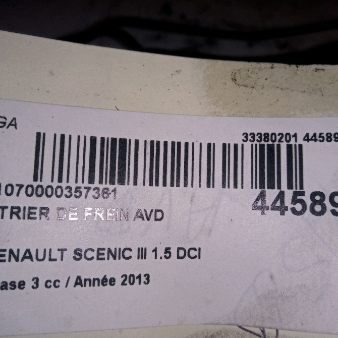 Etrier de frein avant droit occasion RENAULT SCENIC III Phase 3 04-2013->... 1.5 DCI 110ch 410010001R 3