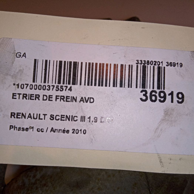 Etrier de frein avant droit occasion RENAULT SCENIC III Phase 1 04-2009->11-2011 1.9 DCI 130ch 410010001R 4