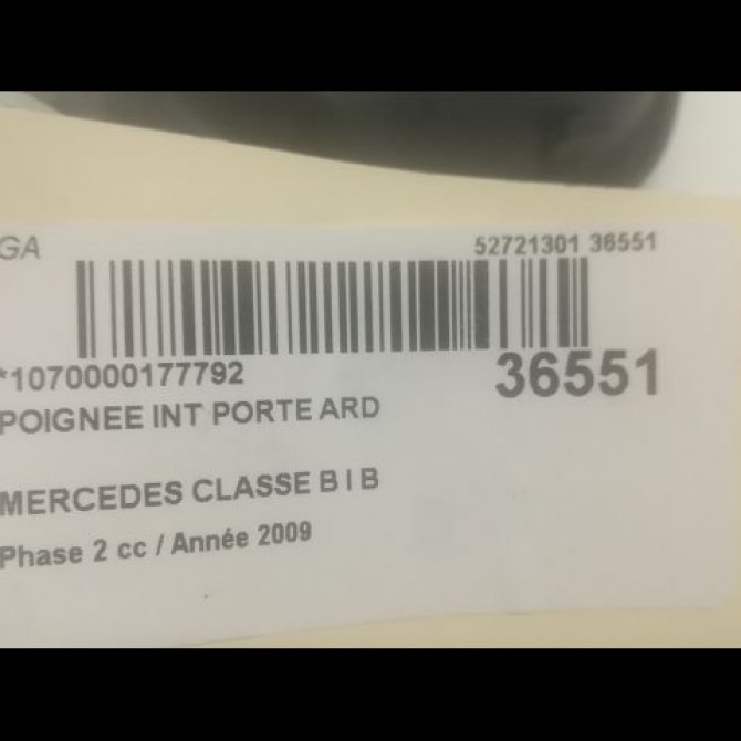 Poignee int porte ard occasion MERCEDES CLASSE B I Phase 2 04-2008->09-2011 B 200 CDI 16976010618K24 3