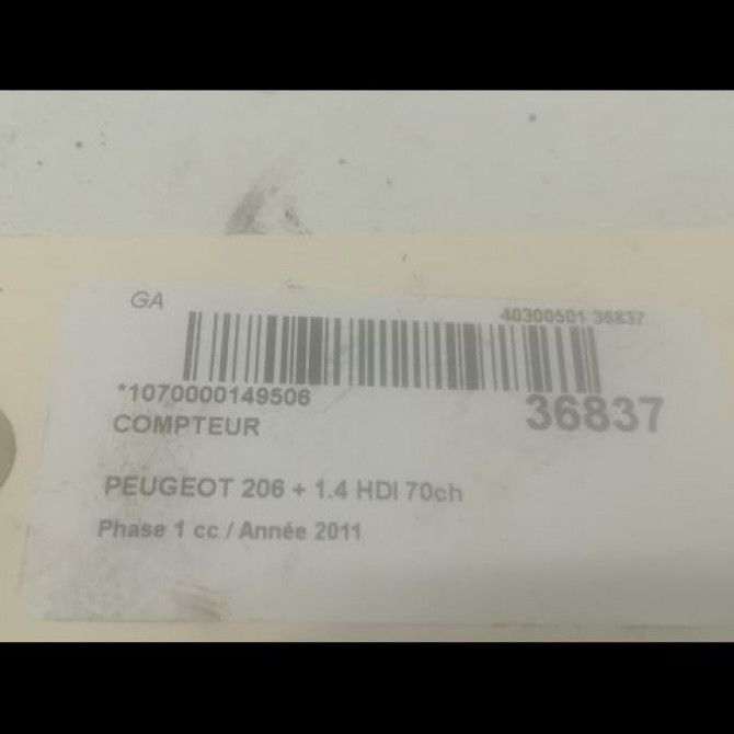 Compteur occasion PEUGEOT 206 + Phase 1 03-2009->05-2013 1.4 HDI 70ch 6103HQ 3