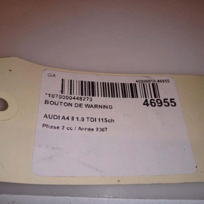Bouton de warning occasion AUDI A4 II Phase 2 09-2004->04-2008 1.9 TDI 115ch 8E09415095PR 4