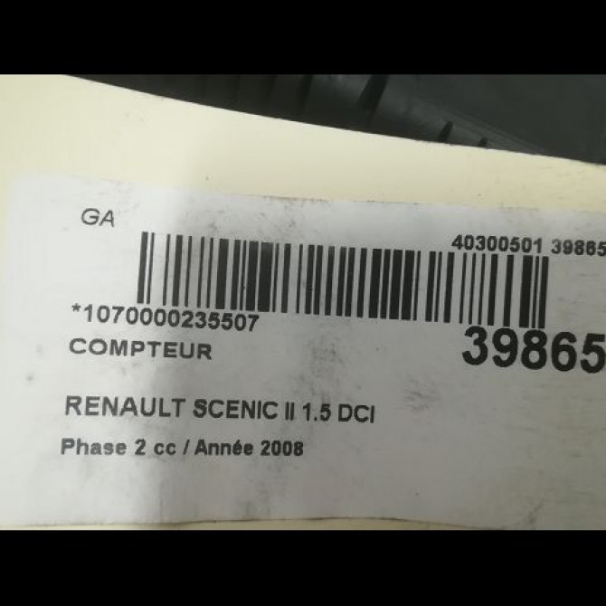 Compteur occasion RENAULT SCENIC II Phase 2 09-2006->04-2009 1.5 DCI 105ch 8200704463 3
