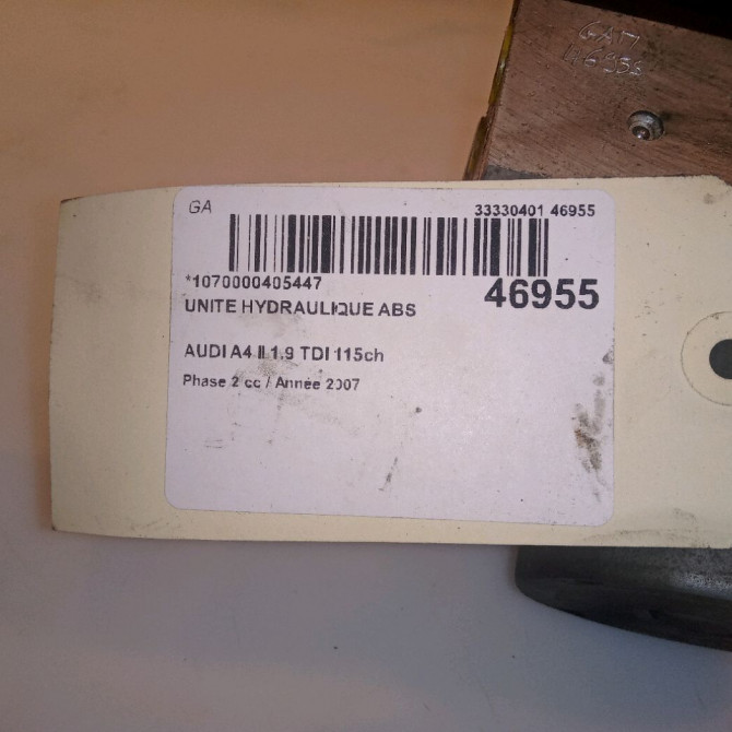 Unité hydraulique ABS occasion AUDI A4 II Phase 2 09-2004->04-2008 1.9 TDI 115ch 8E0614517BG 6