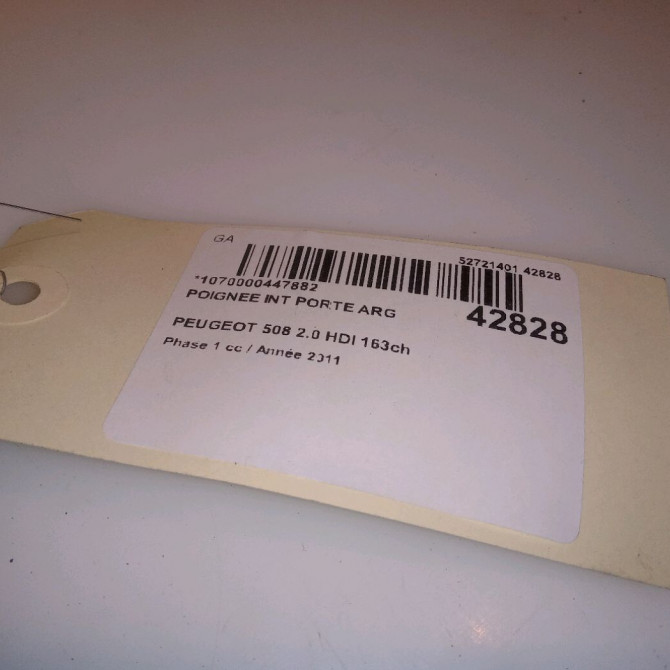 Poignee int porte arg occasion PEUGEOT 508 Phase 1 01-2011->12-2014 2.0 HDI 163ch 9143T8 4