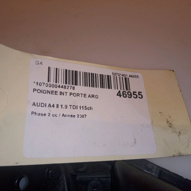 Poignee int porte arg occasion AUDI A4 II Phase 2 09-2004->04-2008 1.9 TDI 115ch 8E0839019C7PE 4
