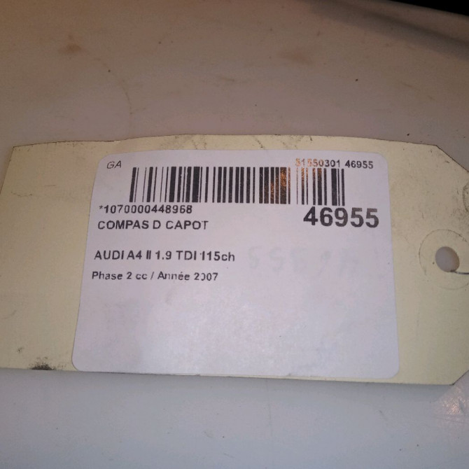 Compas d capot occasion AUDI A4 II Phase 2 09-2004->04-2008 1.9 TDI 115ch 8E0823302F 4