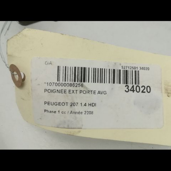 Poignee ext porte avg occasion PEUGEOT 207 Phase 1 04-2006->06-2013 1.4 HDI 9101GE 3
