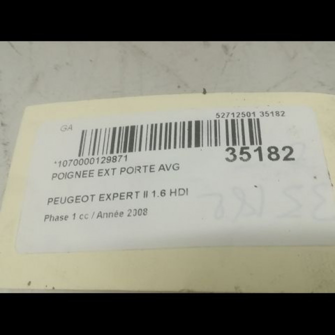 Poignee ext porte avg occasion PEUGEOT EXPERT II Phase 1 01-2007->... 1.6 HDI 90ch 9101GE 3