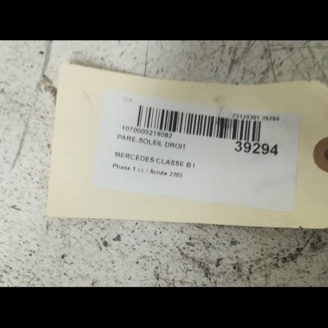Pare-soleil droit occasion MERCEDES CLASSE B I Phase 1 06-2005->04-2008 B200CDI 140ch 16981004107H48 3