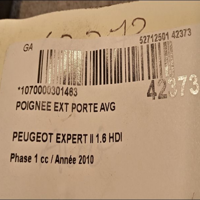 Poignee ext porte avg occasion PEUGEOT EXPERT II Phase 1 01-2007->... 1.6 HDI 90ch 9101GE 2