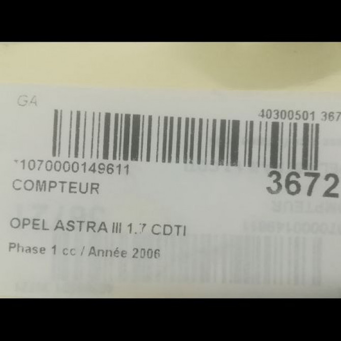 Compteur occasion OPEL ASTRA III ASTRA III Phase 1 2004-04-01->2006-12-31 1.7 CDTI 100ch 13216676 3