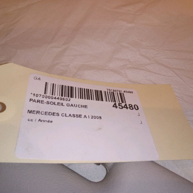 Pare-soleil gauche occasion MERCEDES CLASSE A I 16981003107H48 5