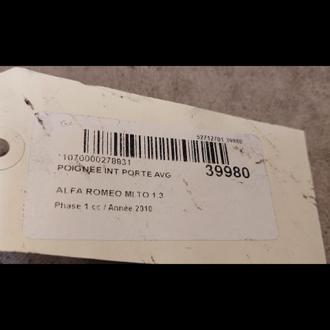 Poignee int porte avg occasion ALFA ROMEO MI.TO MI.TO Phase 1 2008-09-01->2016-12-31 1.3 JTDM 95ch 3