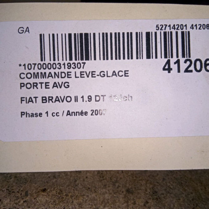 Commande lève-glace porte avant gauche occasion FIAT BRAVO II BRAVO II Phase 1 2007-03-01->2011-12-31 1.9 DT 120ch 735441020 3