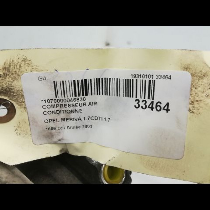 Compresseur air conditionne occasion OPEL MERIVA I Phase 1 04-2003->12-2005 1.3 CDTI 70ch 24421642 5