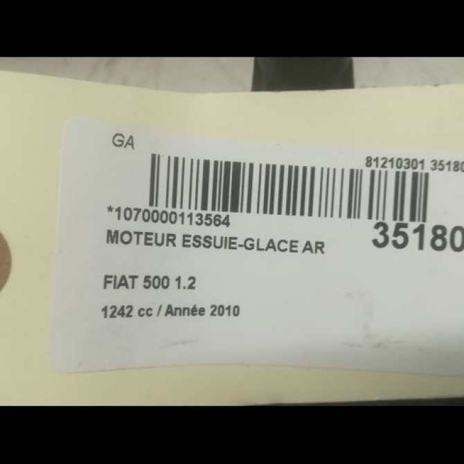 Moteur essuie-glace arrière occasion FIAT 500 II phase 2 04-2014->... 1.2i 69ch 51850871 4