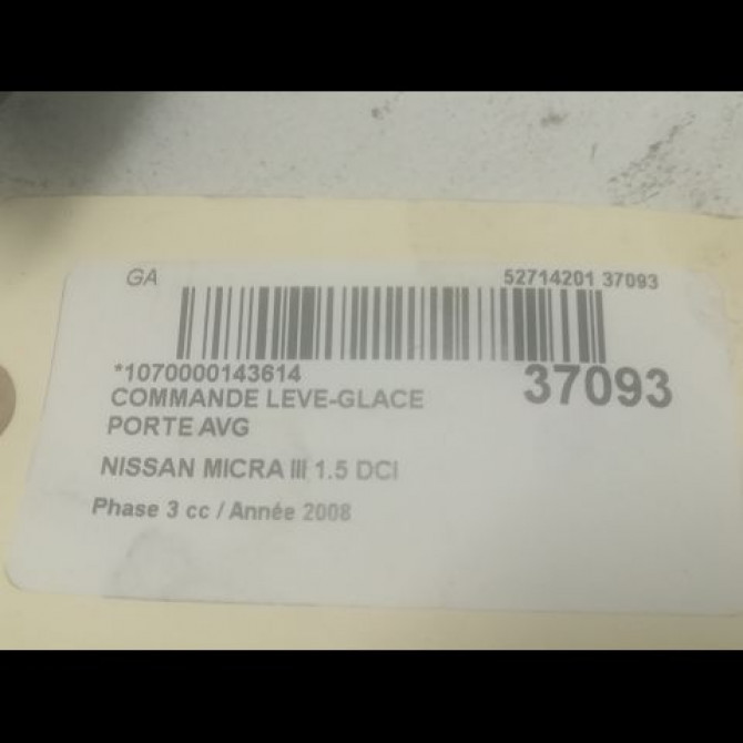 Commande lève-glace porte avant gauche occasion NISSAN MICRA III Phase 3 11-2007->11-2010 1.5 DCI 90ch 25401AX600 3