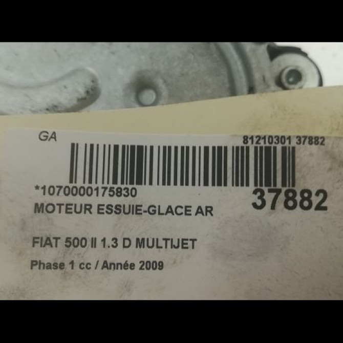 Moteur essuie-glace arrière occasion FIAT 500 II 500 II Phase 1 2007-07-01->2016-03-31 1.3 D MULTIJET 16v 75ch 51850871 3
