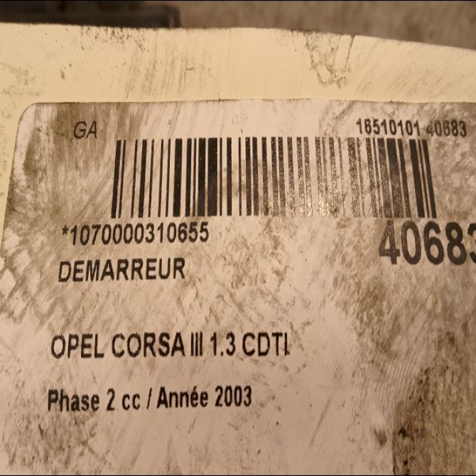 Démarreur occasion OPEL CORSA III Phase 2 08-2003->09-2006 1.3 CDTI 93191079 4