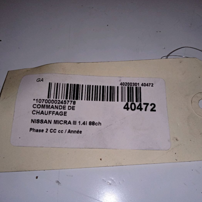 Commande de chauffage occasion NISSAN MICRA III Phase 1 04-1995->04-1999 1.4i 88ch 27515BC73B 3
