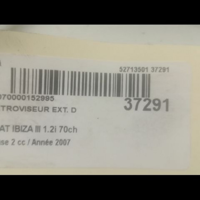 Retroviseur exterieur manuel droit occasion SEAT IBIZA III Phase 2 03-2006->06-2009 1.2i 70ch 6L1857508AD9B9 3