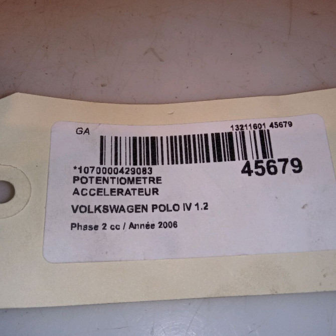 Potentiometre accelerateur occasion VOLKSWAGEN POLO IV Phase 2 05-2005->09-2009 1.2 65ch 4