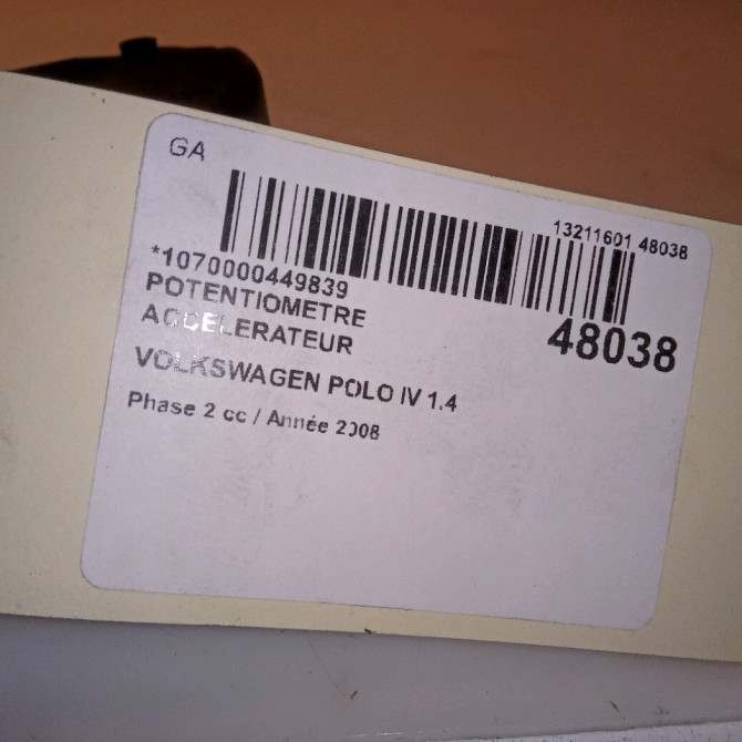 Potentiometre accelerateur occasion VOLKSWAGEN POLO IV Phase 2 05-2005->09-2009 1.4 TDI 70ch 6