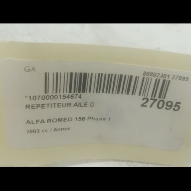 Répétiteur aile droite occasion ALFA ROMEO 156 Phase 1 10-1997->12-2001 60620141 3
