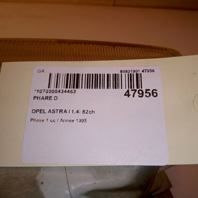 Phare droit occasion OPEL ASTRA I Phase 1 10-1991->06-1994 1.4i 82ch 90511103 4