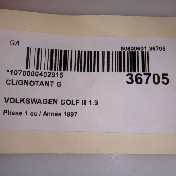 Clignotant gauche occasion VOLKSWAGEN GOLF III Phase 1 01-1992->12-1997 1.9 TDI 110ch 1H0953049D 4