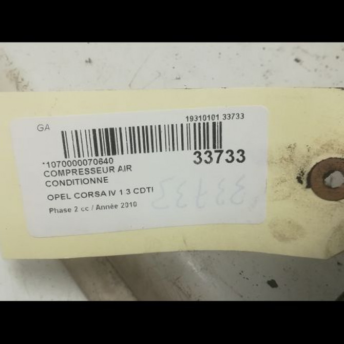 Compresseur air conditionne occasion OPEL CORSA IV Phase 2 01-2011->03-2015 1.3 CDTI 95ch 93190815 5