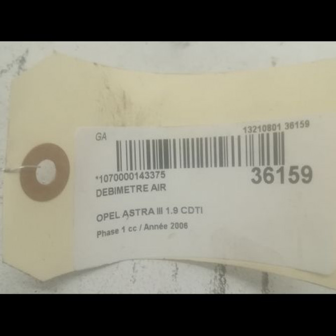 Debimetre air occasion OPEL ASTRA III ASTRA III Phase 1 2004-04-01->2006-12-31 1.9 CDTI 120ch 93178243 3
