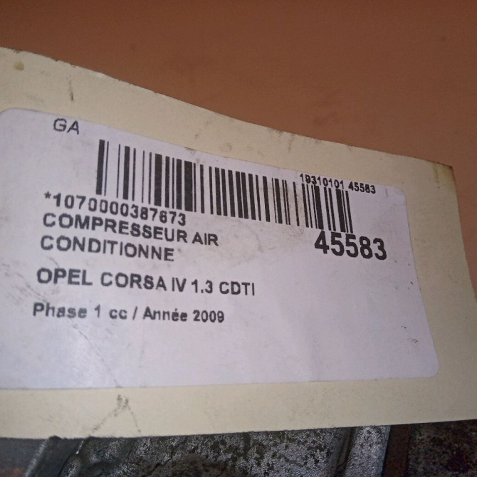 Compresseur air conditionne occasion OPEL CORSA IV Phase 1 09-2006->12-2010 1.3 CDTI 75ch 93190815 7