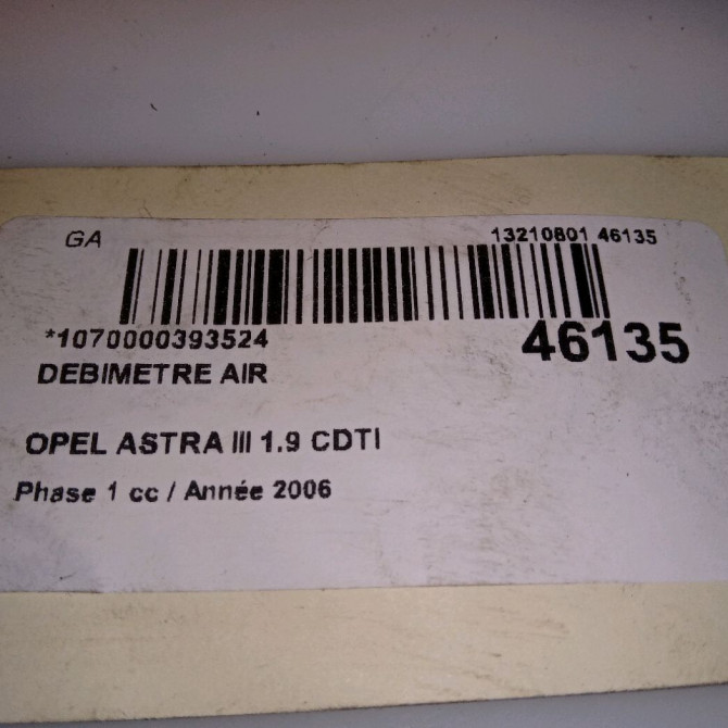 Debimetre air occasion OPEL ASTRA III ASTRA III Phase 1 2004-04-01->2006-12-31 1.9 CDTI 120ch 93178243 5