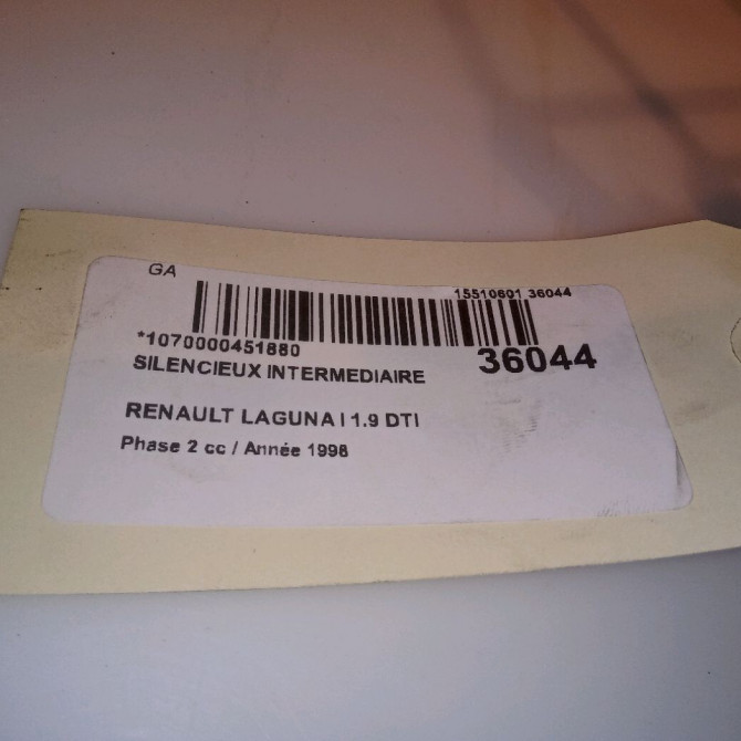 Silencieux intermediaire occasion RENAULT LAGUNA I Phase 2 04-1998->11-2000 1.9 DTI 5