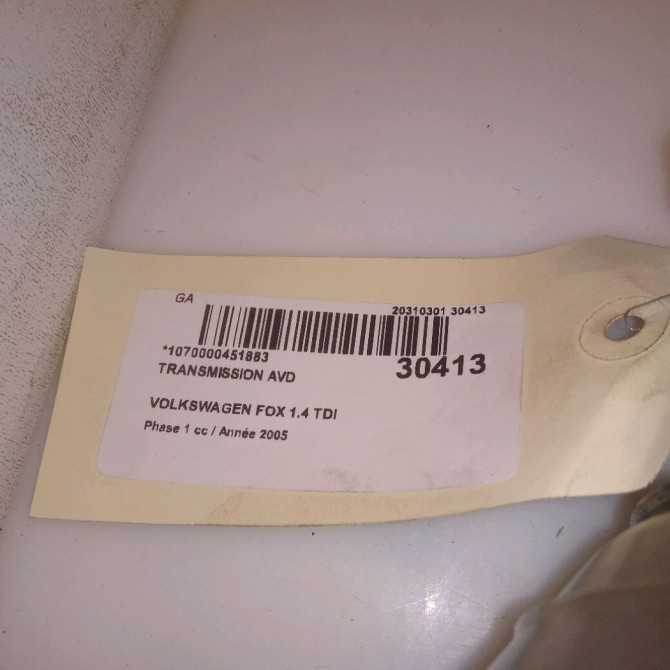 Transmission avant droite occasion VOLKSWAGEN FOX Phase 1 06-2005->09-2011 1.4 TDI 70ch 6QE407272P 5