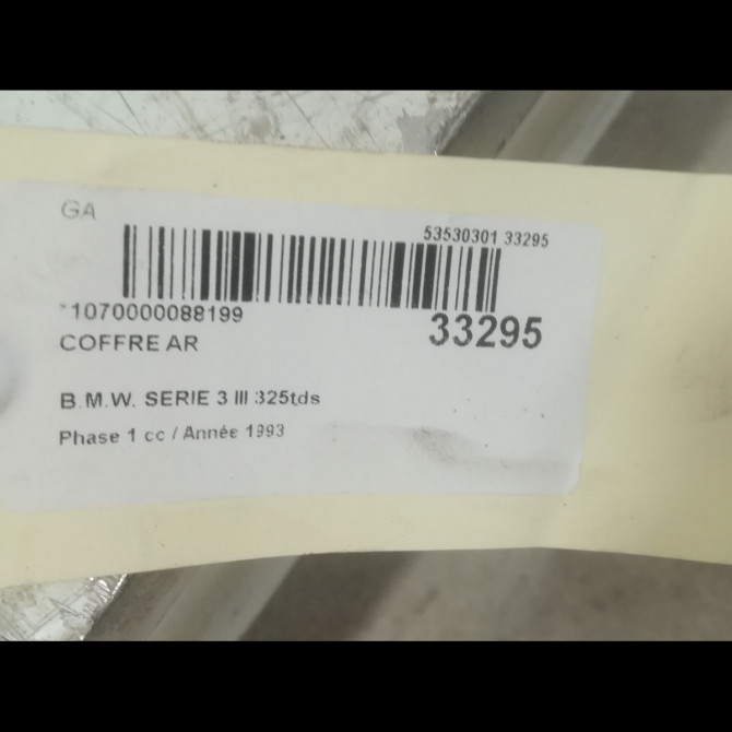Coffre arrière occasion B.M.W. SERIE 3 III Phase 1 01-1991->04-1998 325tds 41628119706 3