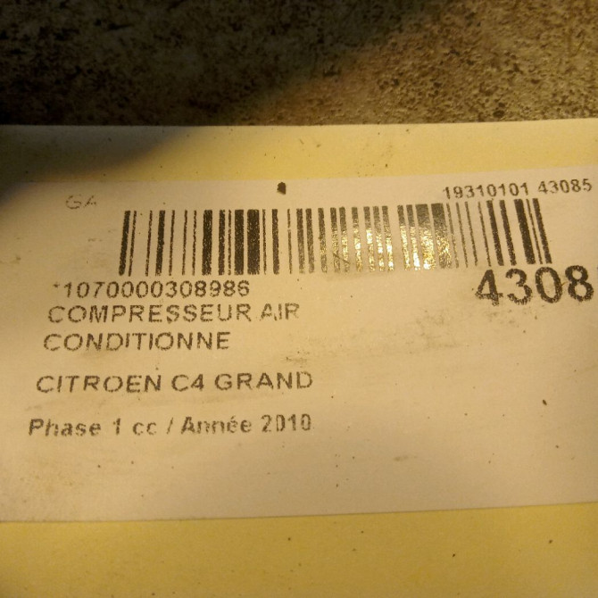 Compresseur air conditionne occasion CITROEN C4 GRAND PICASSO I Phase 1 10-2006->09-2013 2.0 HDI 138 ch 648728 6