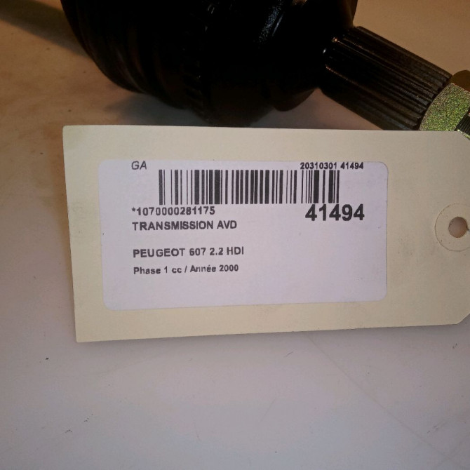 Transmission avant droite occasion PEUGEOT 607 Phase 1 11-1999->09-2004 2.2 HDI 9806134180 5