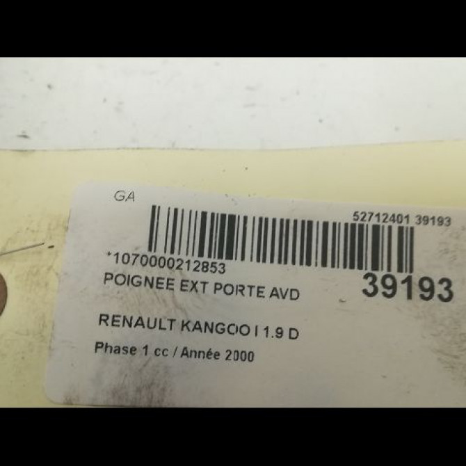 Poignee ext porte avd occasion RENAULT KANGOO I Phase 1 09-1997->06-2003 1.9 D 55ch 7700354479 3